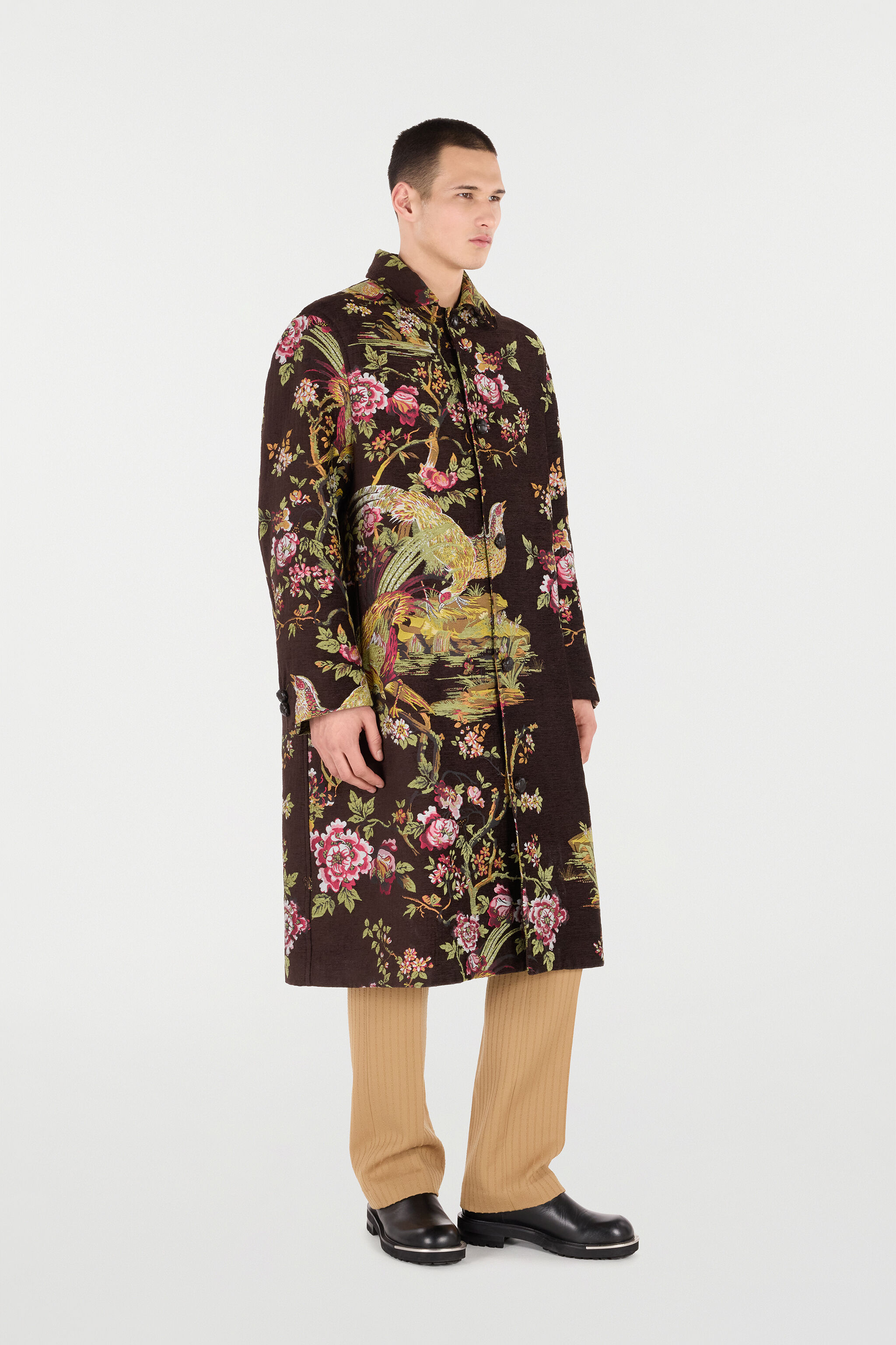 RC Cappotto In Misto Lana Con Paesaggio Naturale Marrone VRT520-FY103