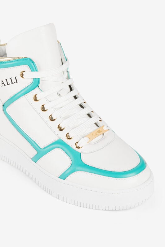 RC Logo-Print Hi-Top Sneakers RC Logo-Print Hi-Top Sneakers WHITE/ACQUA/GOLD/ORO OQS222-PZA25