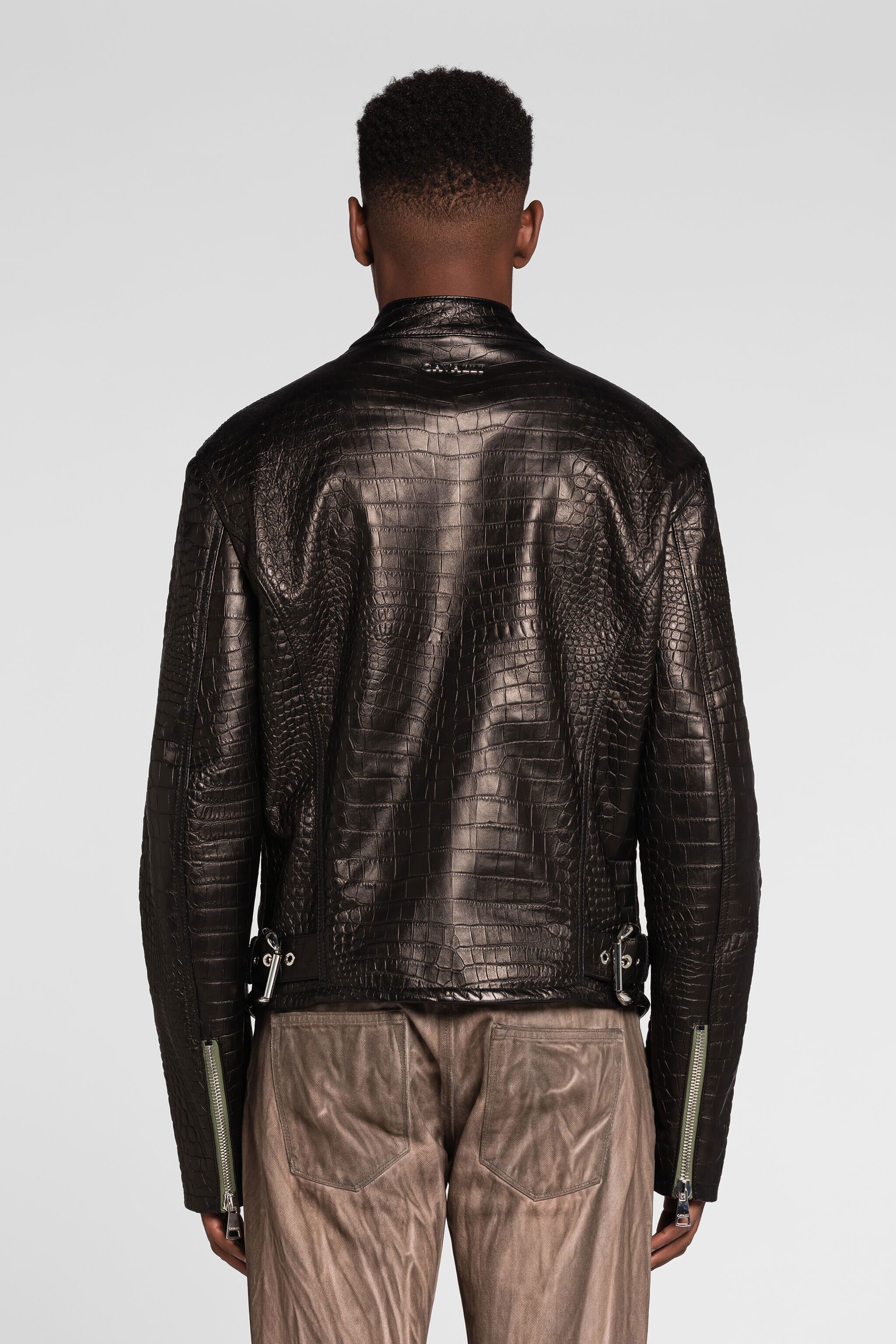 RC Snakeskin-effect leather jacket Black QRP810-PFF21