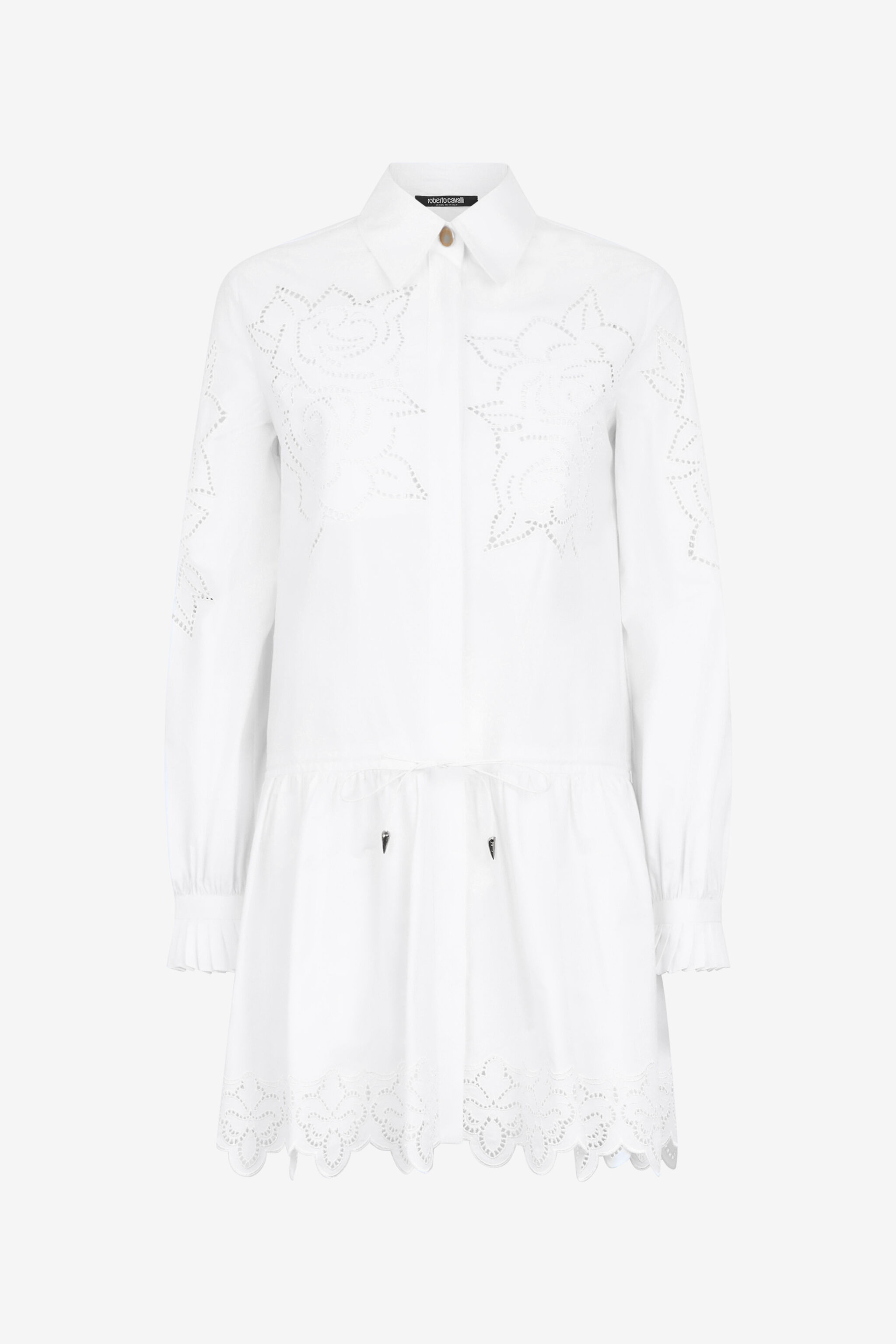 RC Minivestido camisero con rosas caladas Blanco UKR137-CH033