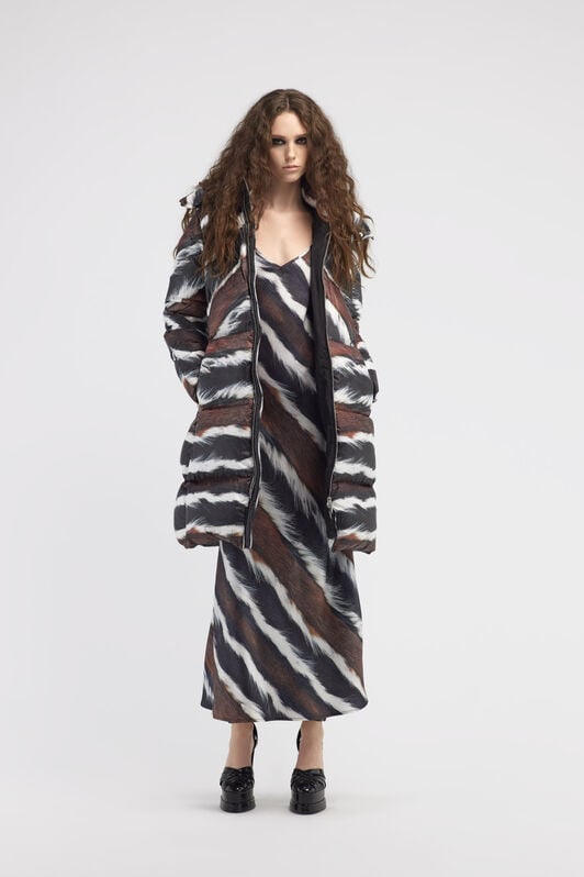 RC Piumino stampa Animalier con cintura Marrone scuro/Bianco RKT801-SRH33