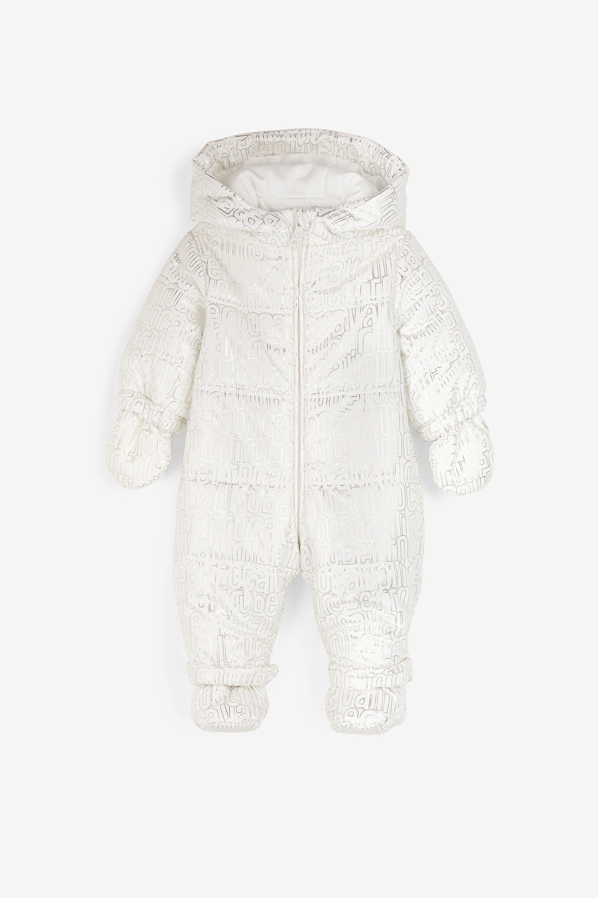JU Logo-Embroidered Snowsuit Silver RJT40B-5RH87