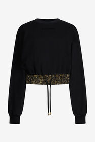 ${brand} Schwarzes Cropped-Sweatshirt Mit Animal-Print-Band ${colorDescription} ${masterID}