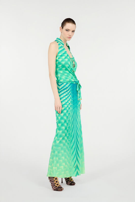 RC Long Dress with Optical Glass Print Light green UKT105-JRN47