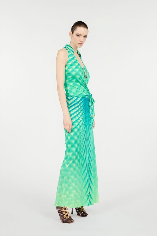 RC Long Dress with Optical Glass Print RC Long Dress with Optical Glass Print Light green UKT105-JRN47
