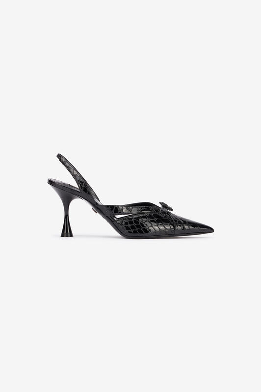 RC Crocodile Slingbacks Black UKS010-PZV97