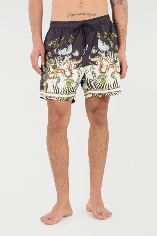 RC Badeshorts Mit Print Animalier Und Fang Schwarz/Weiß URH00S-5RN71