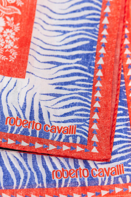 RC Cotton Scarf with Zebra Pattern and Logo Blue TALR45-IR062