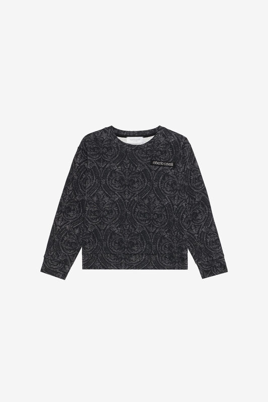 JU Black Sweatshirt with Floral Print BLACK VJT67A-5OP29