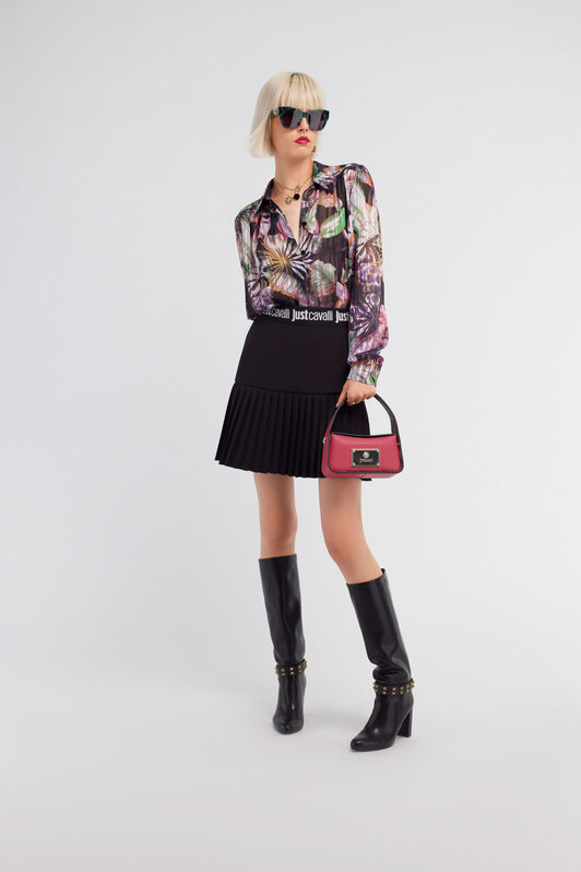 JC Just Cavalli Pleated Shirt MULTICOLOR SCURO RKT909-RK415
