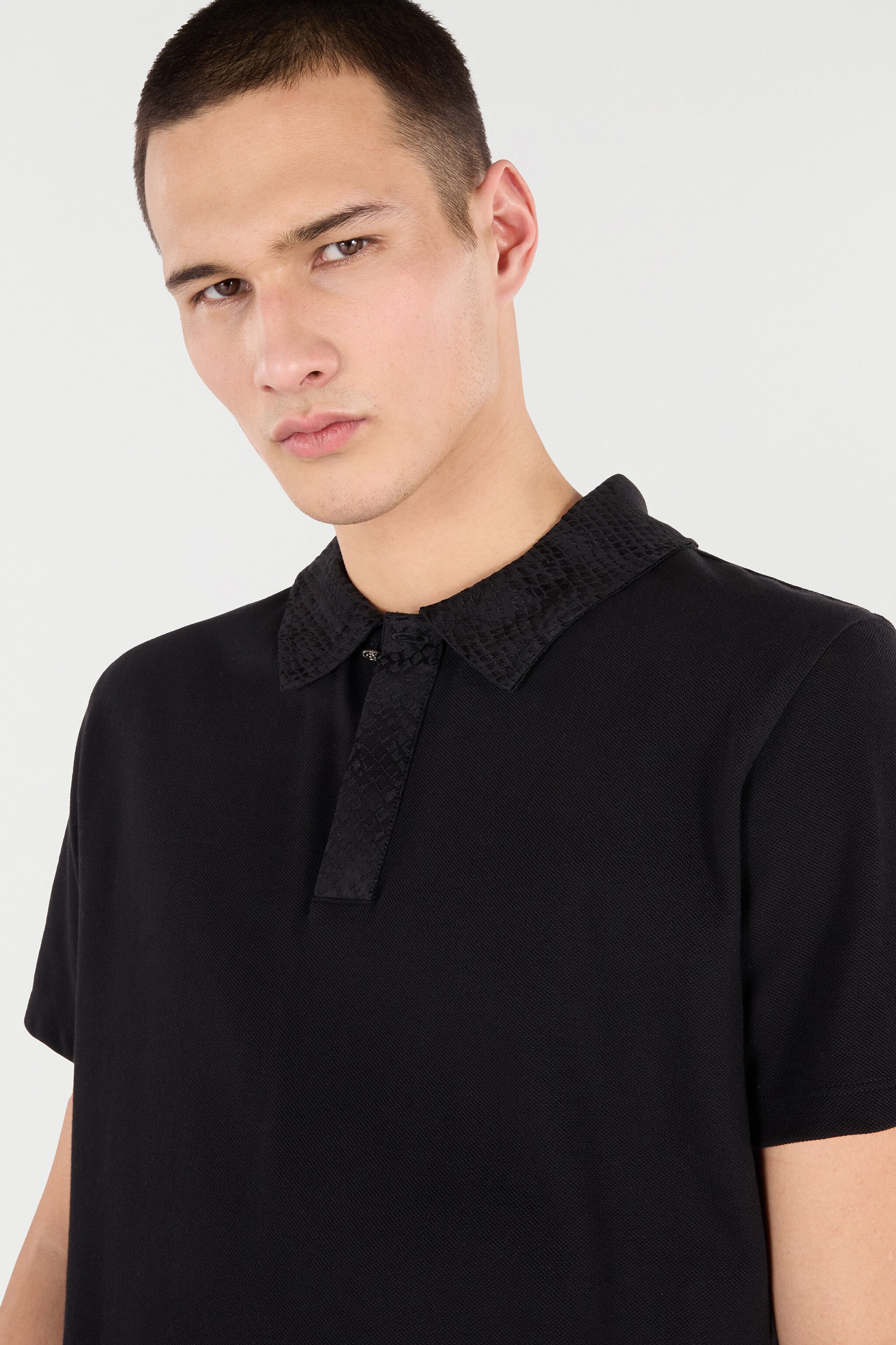 RC Polo With Snake Scale Embellishment Black URT64G-KB002