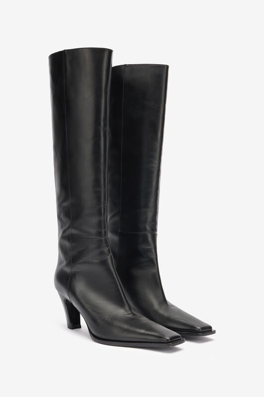 RC Leather Boots With Mirror Snake Monogram Black TKS011-PZ590