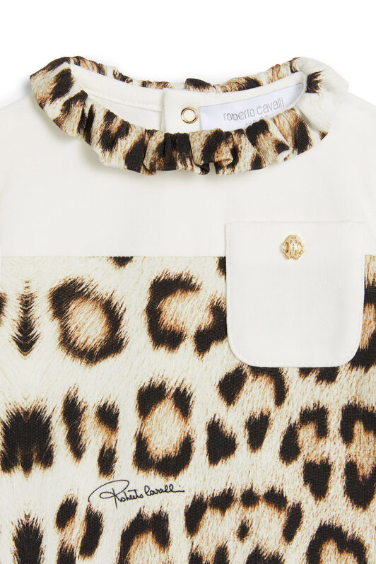 JU Jaguar-Print Romper Set BEIGE/WHITE/BLACK MJT804-JMQ64