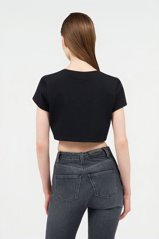 RC Crop top en coton avec tigres BLACK WQT63B-JD028