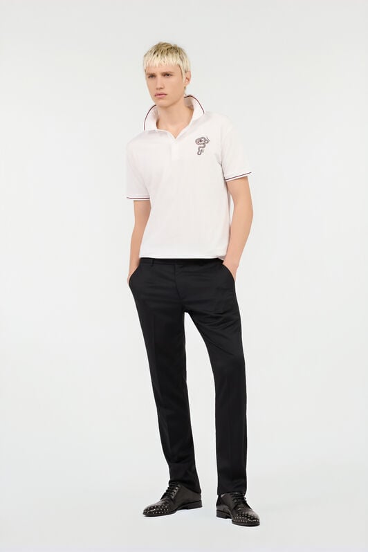 RC White Cotton Polo With Embroidered Snake RC White Cotton Polo With Embroidered Snake WHITE ROT60F-KB003