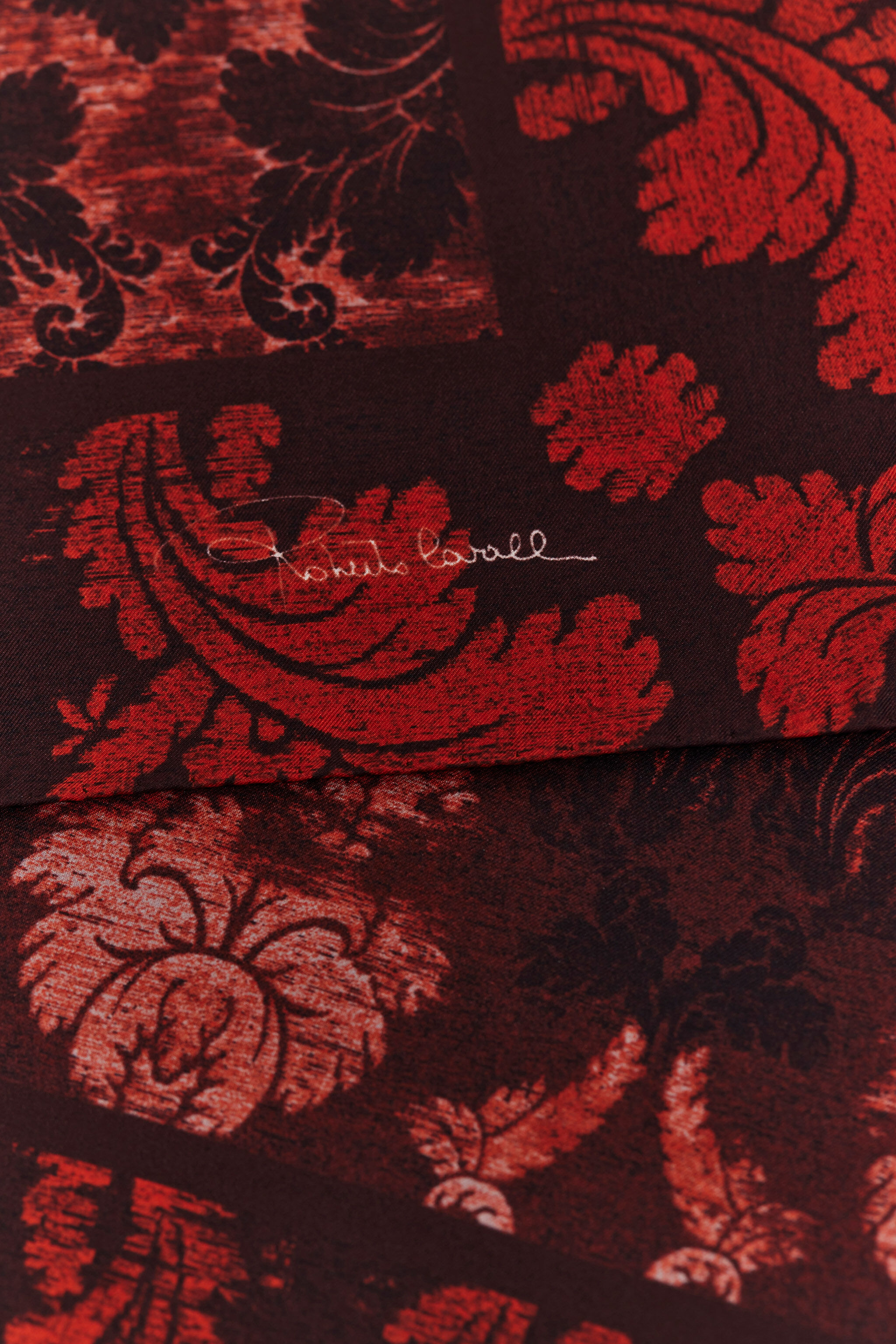 RC Silk Scarf with Brocade Print Red TALR58-IR075