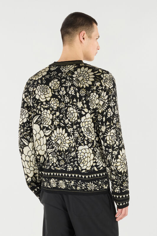 RC Wool Blend Sweater with Floral Design Black/White VNM604-MQ027
