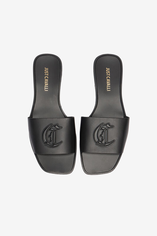 JC Sliders With JC Monogram Black UFS071-UF393