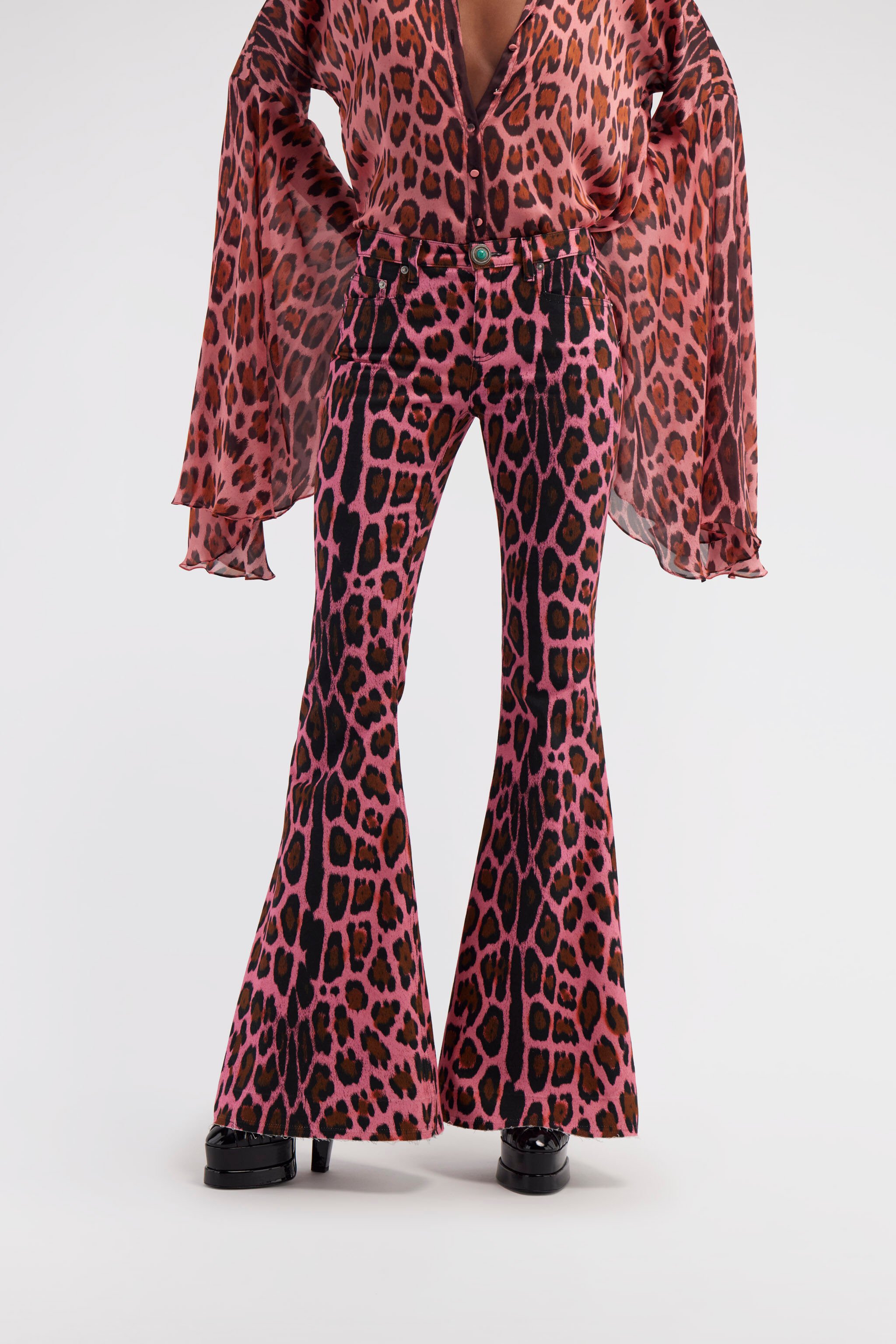 RC Flared jeans with Leopard print Fuchsia RWJ205-DAI13