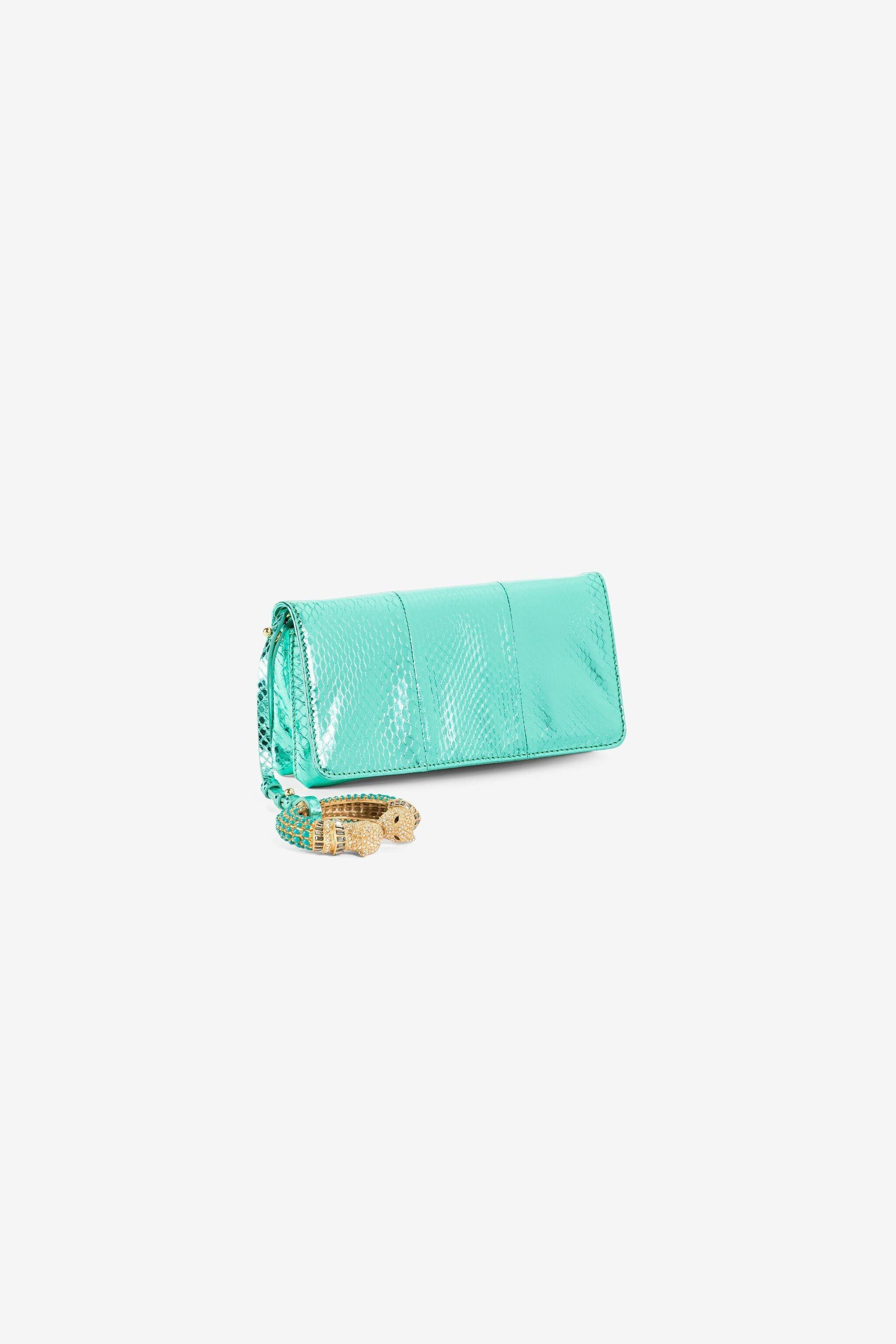RC Crystal-Embellished Panther Head Clutch Bag LIGHT BLUE OQB023-PA001