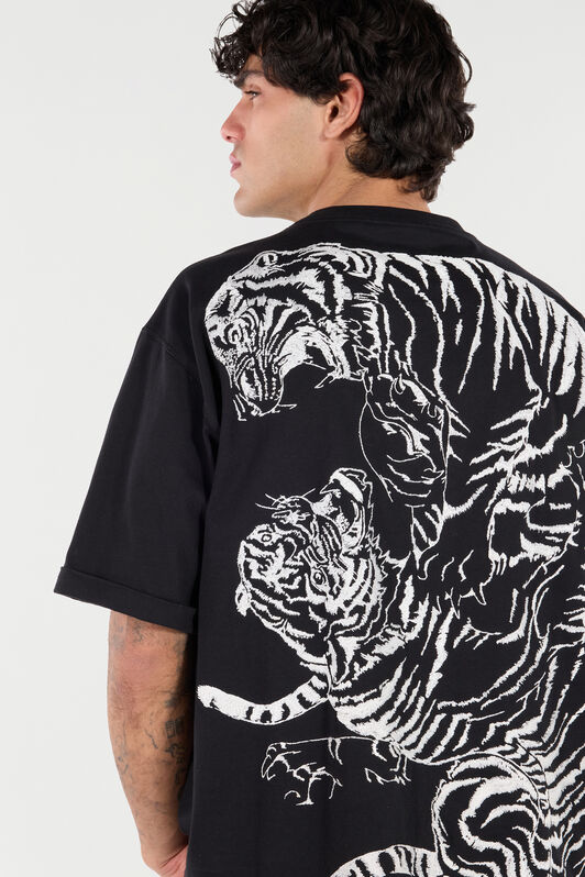 RC Cotton T-Shirt with Tigers and Logo RC Cotton T-Shirt with Tigers and Logo Noir VRT62E-JD060