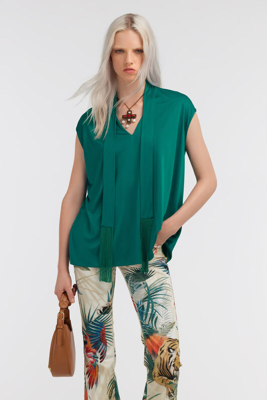 RC Silk blouse Light blue SKT604-JJ036