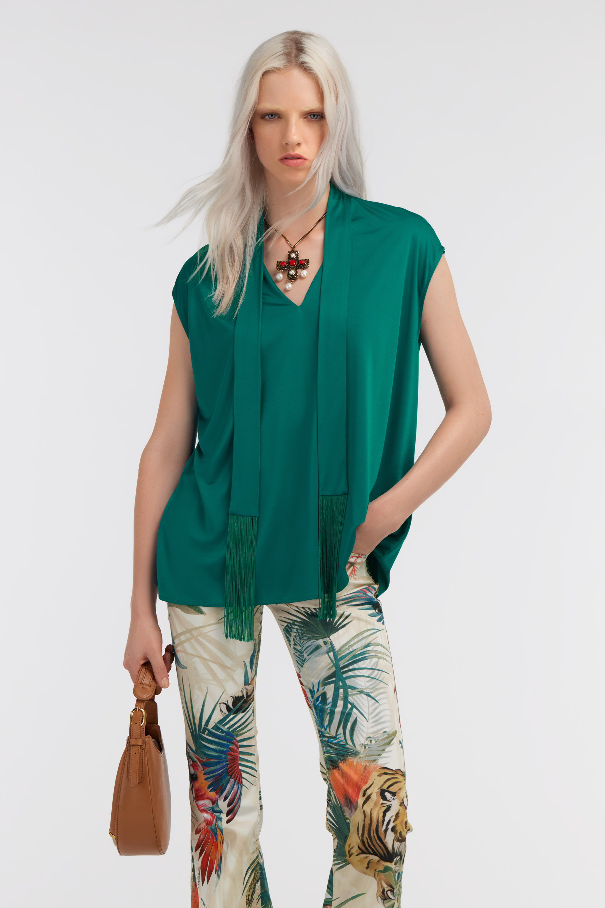 RC Silk blouse Light blue SKT604-JJ036