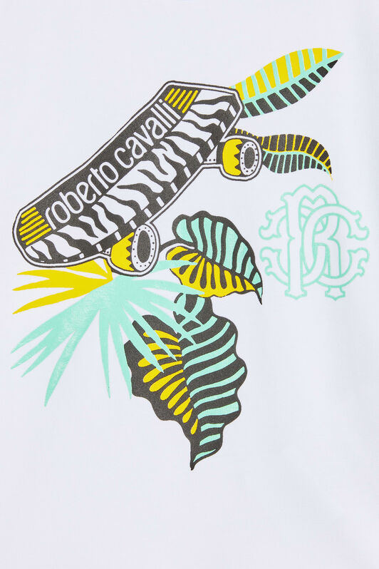 JU T-Shirt mit Tiger Skater Print Weiß MJT61C-JV025