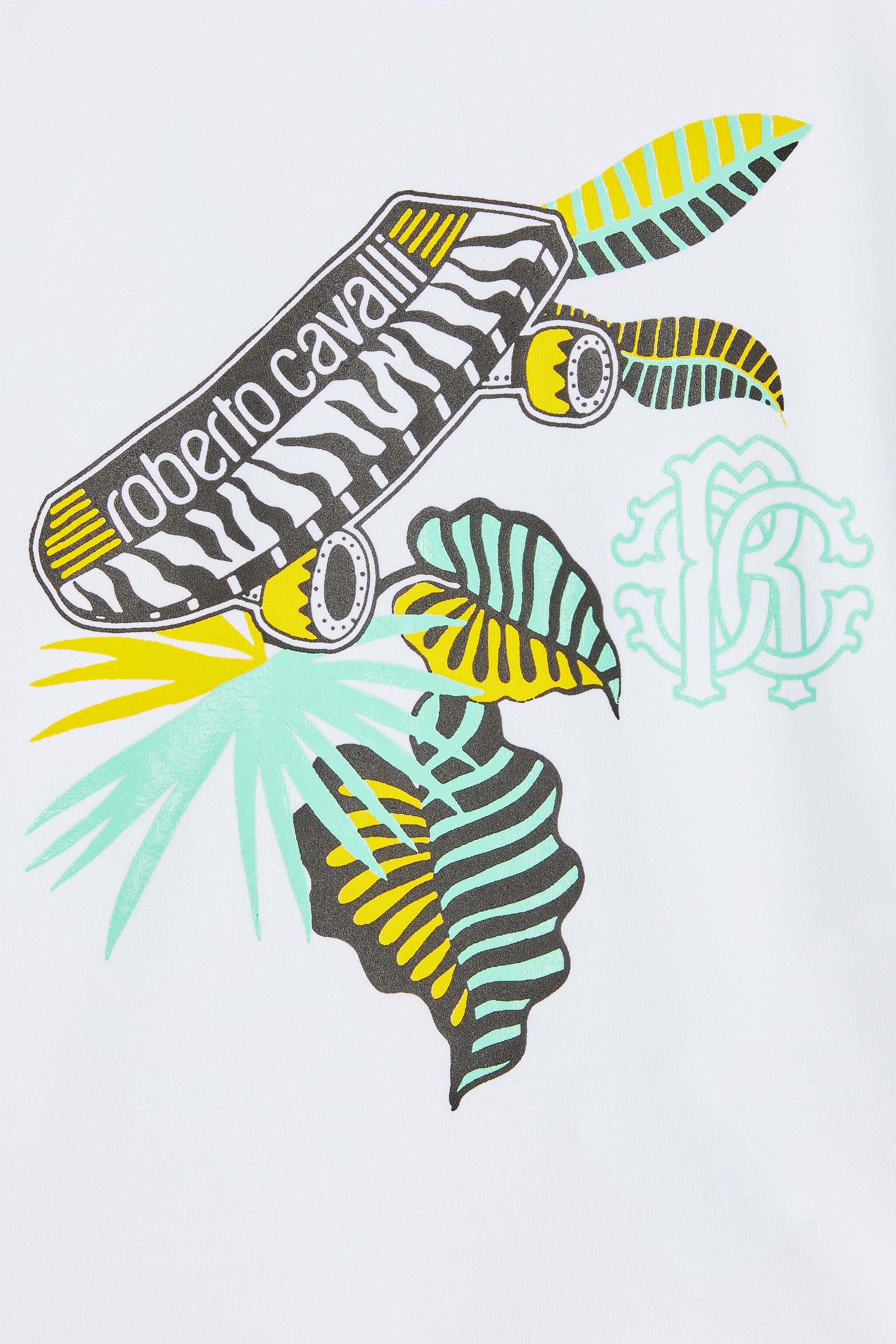JU T-Shirt mit Tiger Skater Print Weiß MJT61C-JV025