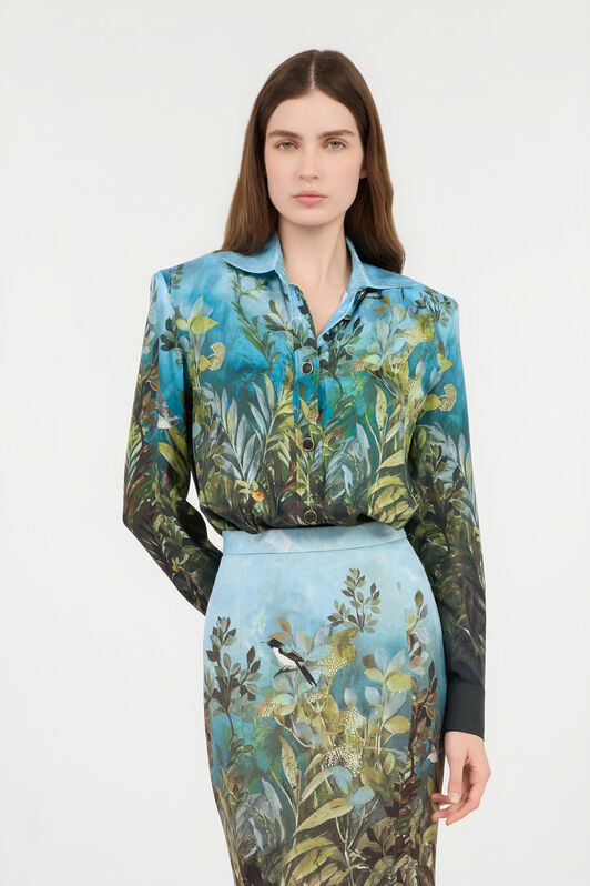 RC Seidenhemd mit Eden-Print OTTANIO VWT700-4QQ70