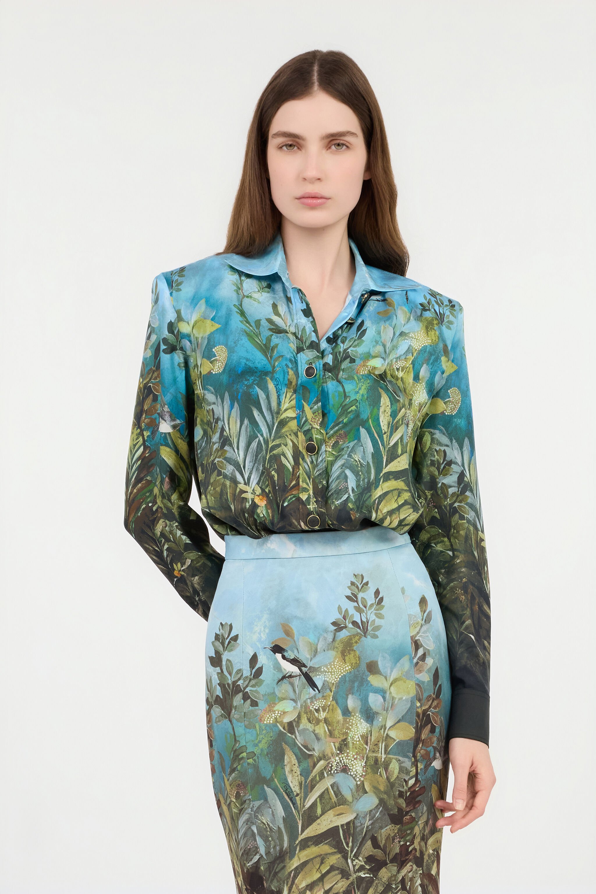 RC Seidenhemd mit Eden-Print OTTANIO VWT700-4QQ70