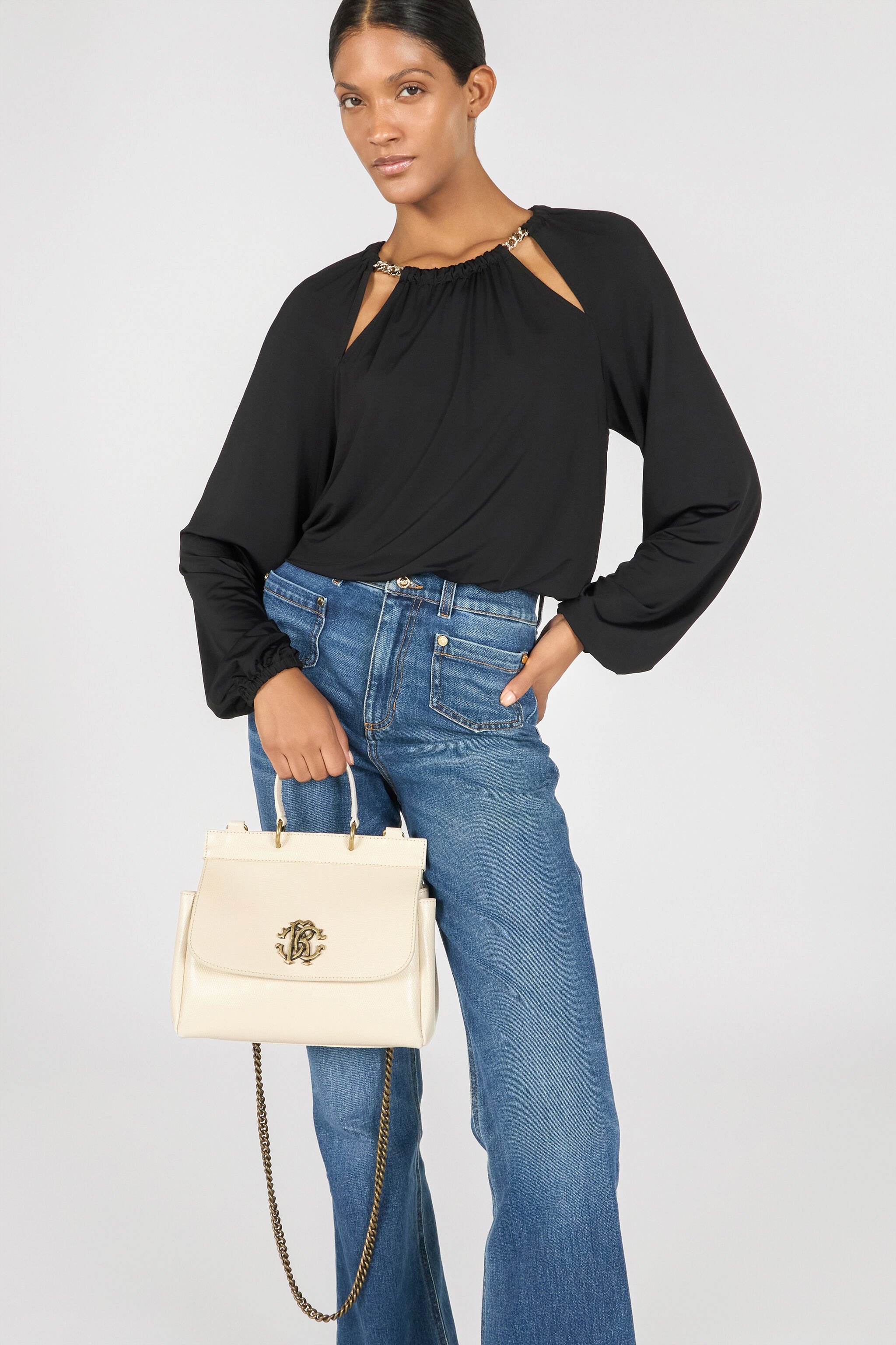 RC Woman Leather Top Handle Bag Avorio OOB00A-PZ015
