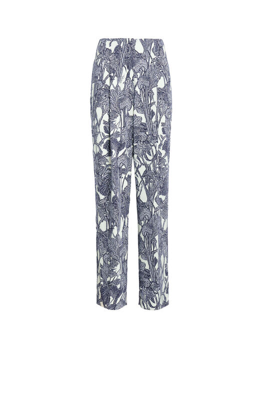 RC Iris print straight leg trousers IVORY/DARK NAVY HQT211-ORM05