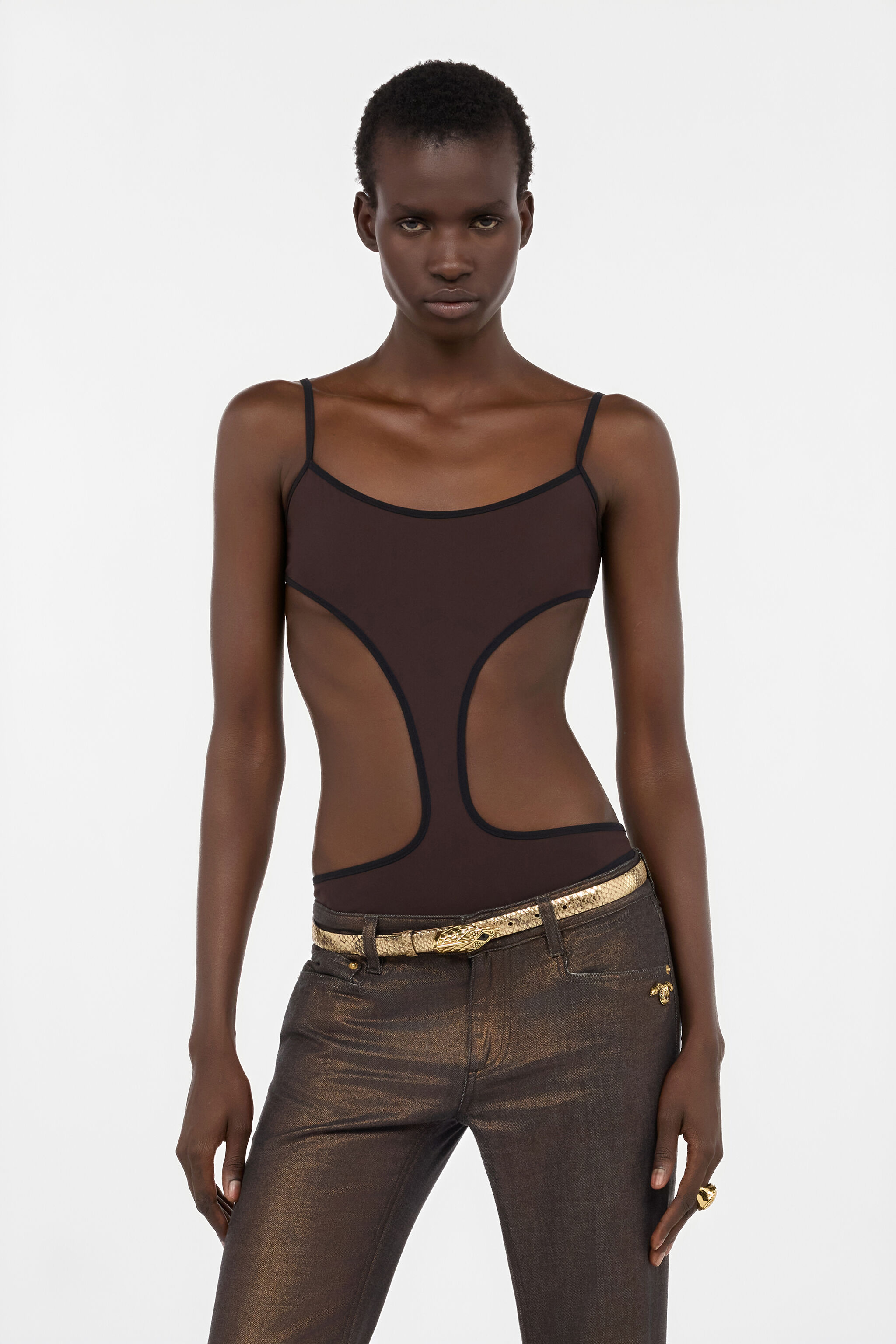 RC Brown One-piece Swimsuit with Cut-out CHOCOLATE WWW007-LL030