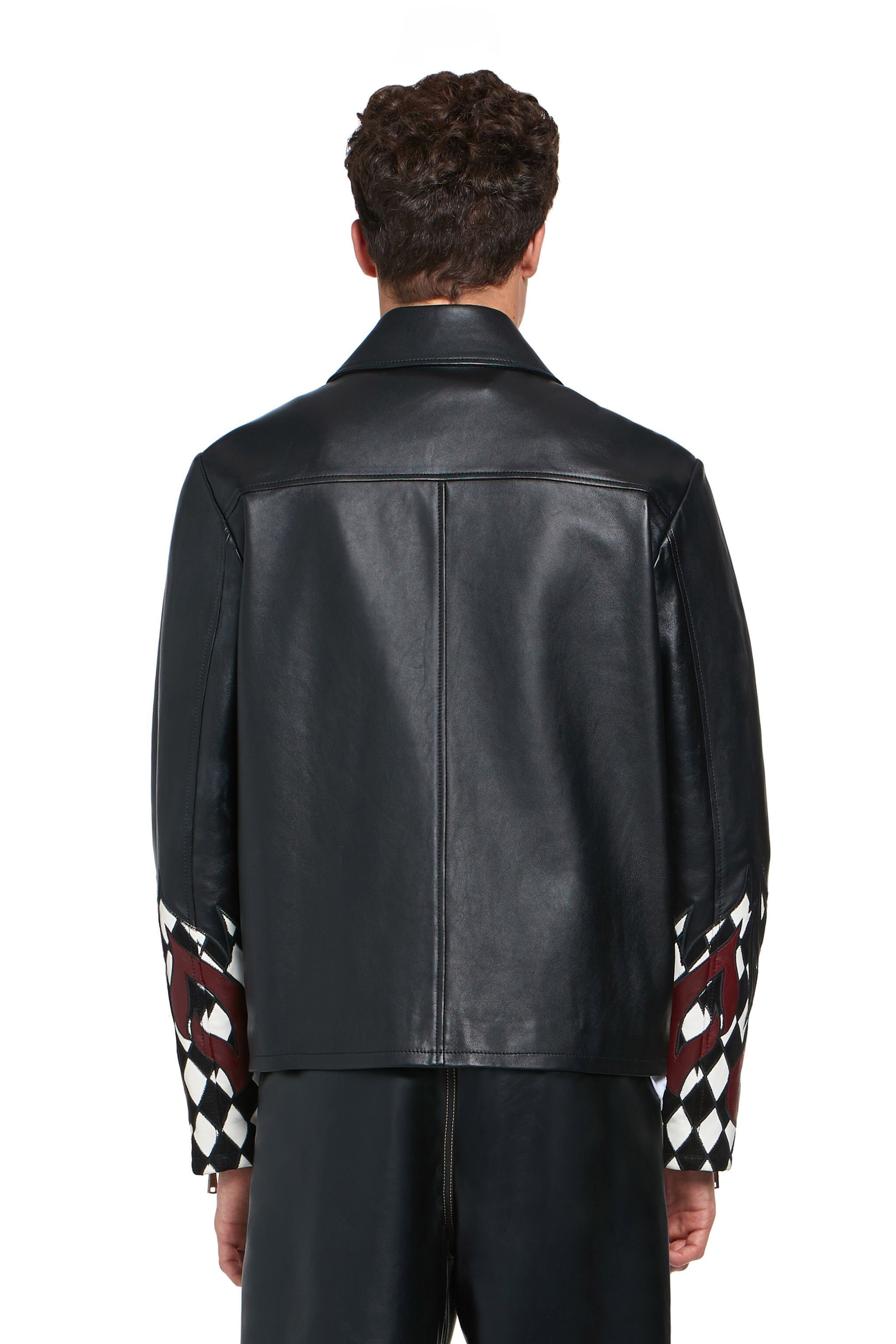 RC Nappa-Lederjacke mit Flammen-Design BLACK INP805-PN001