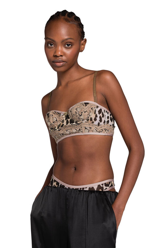 RC Lace-Trimmed Cheetah-Print Bralette Light brown EQLIC3-IIANE