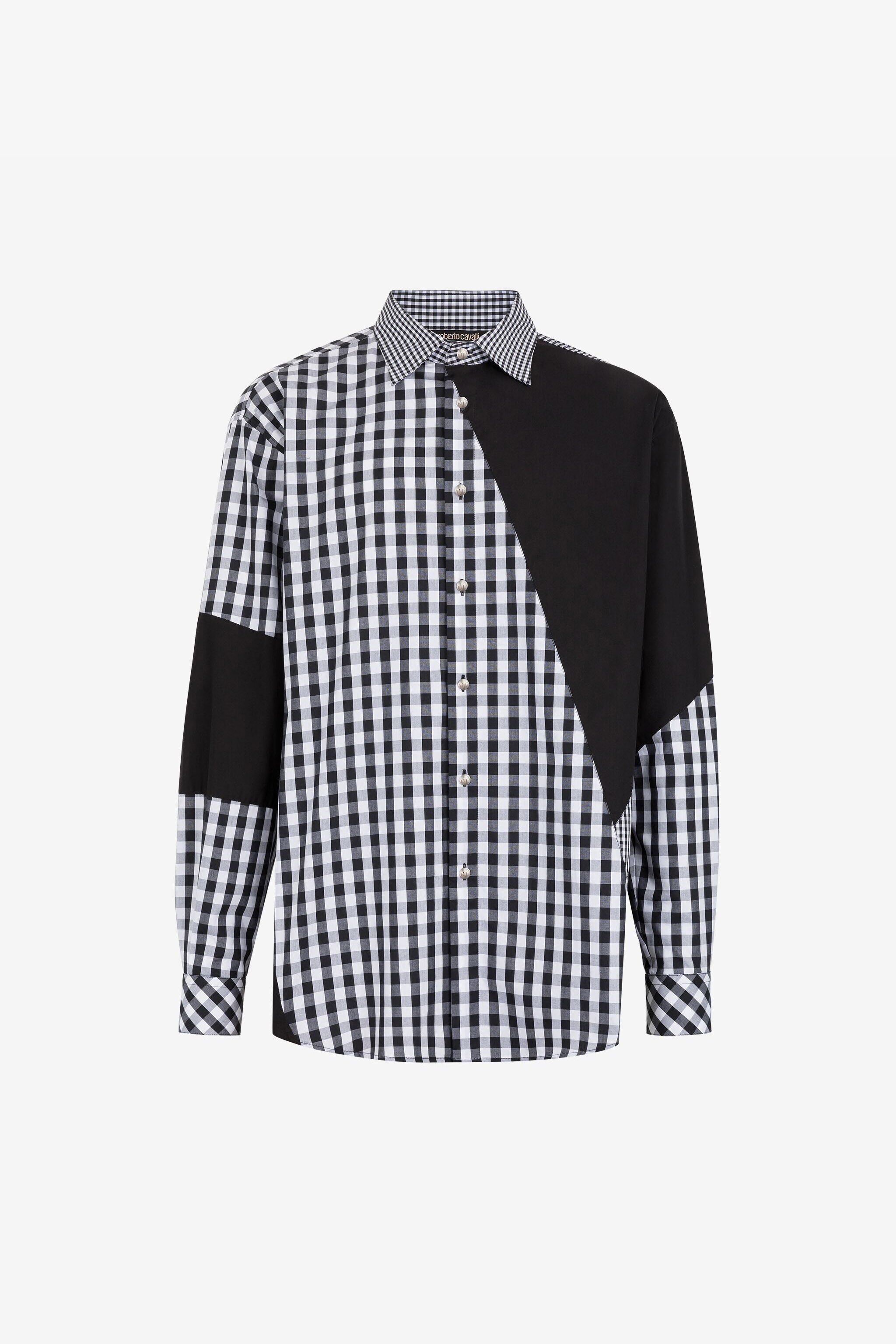 RC Panelled Gingham Cotton Shirt Black/White RRT740-CH501