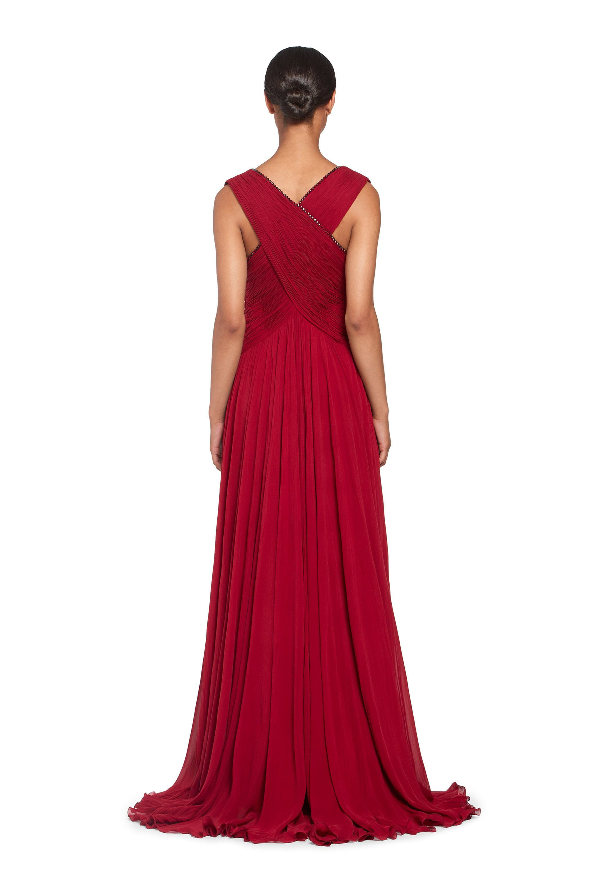 Abito lungo plissettato in Rosso scuro da Donna Roberto Cavalli