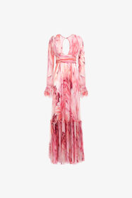 ${brand} Long dress Plumage print ${colorDescription} ${masterID}
