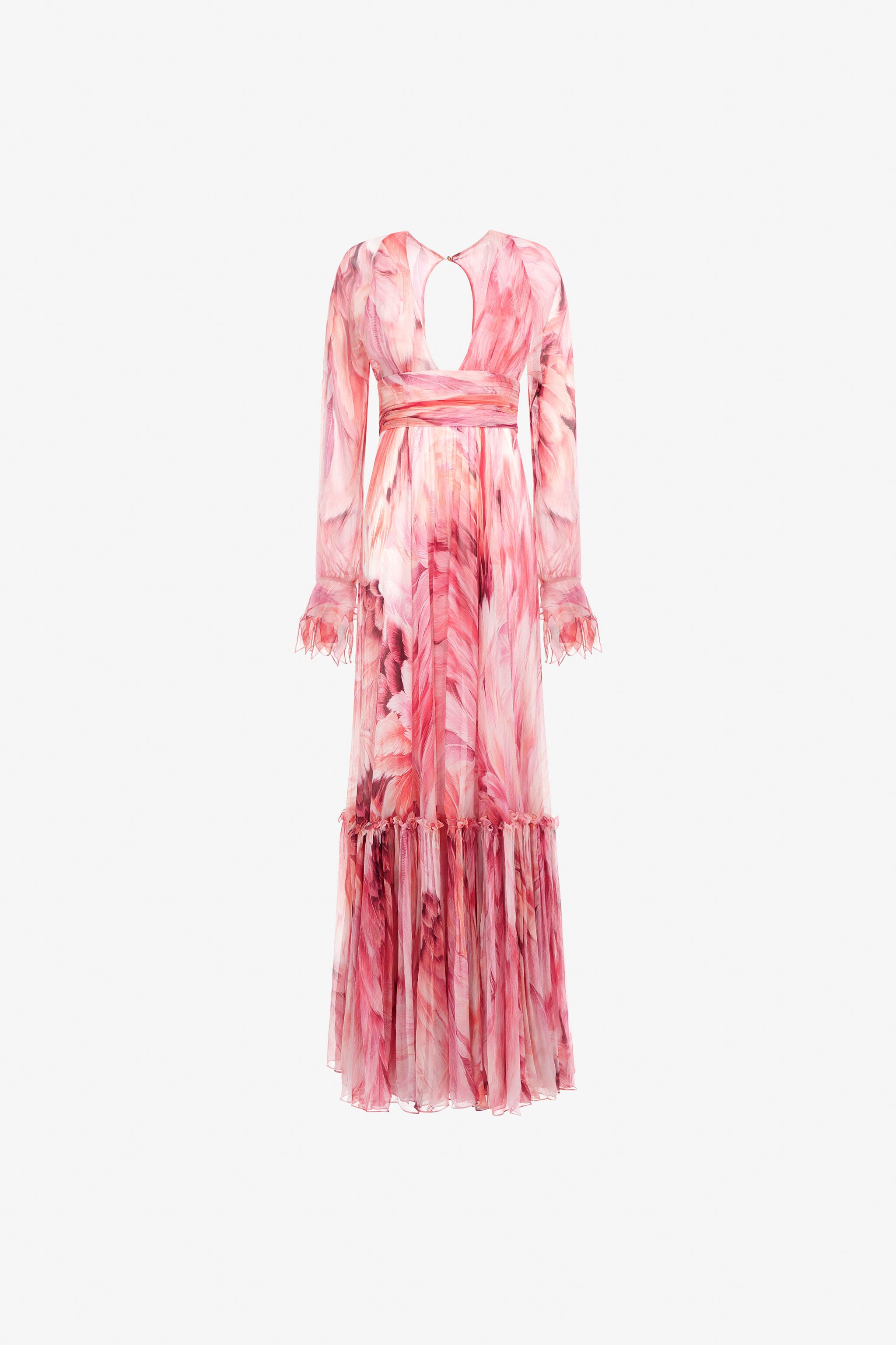 RC Long dress Plumage print Fuchsia SWT123-CKL71