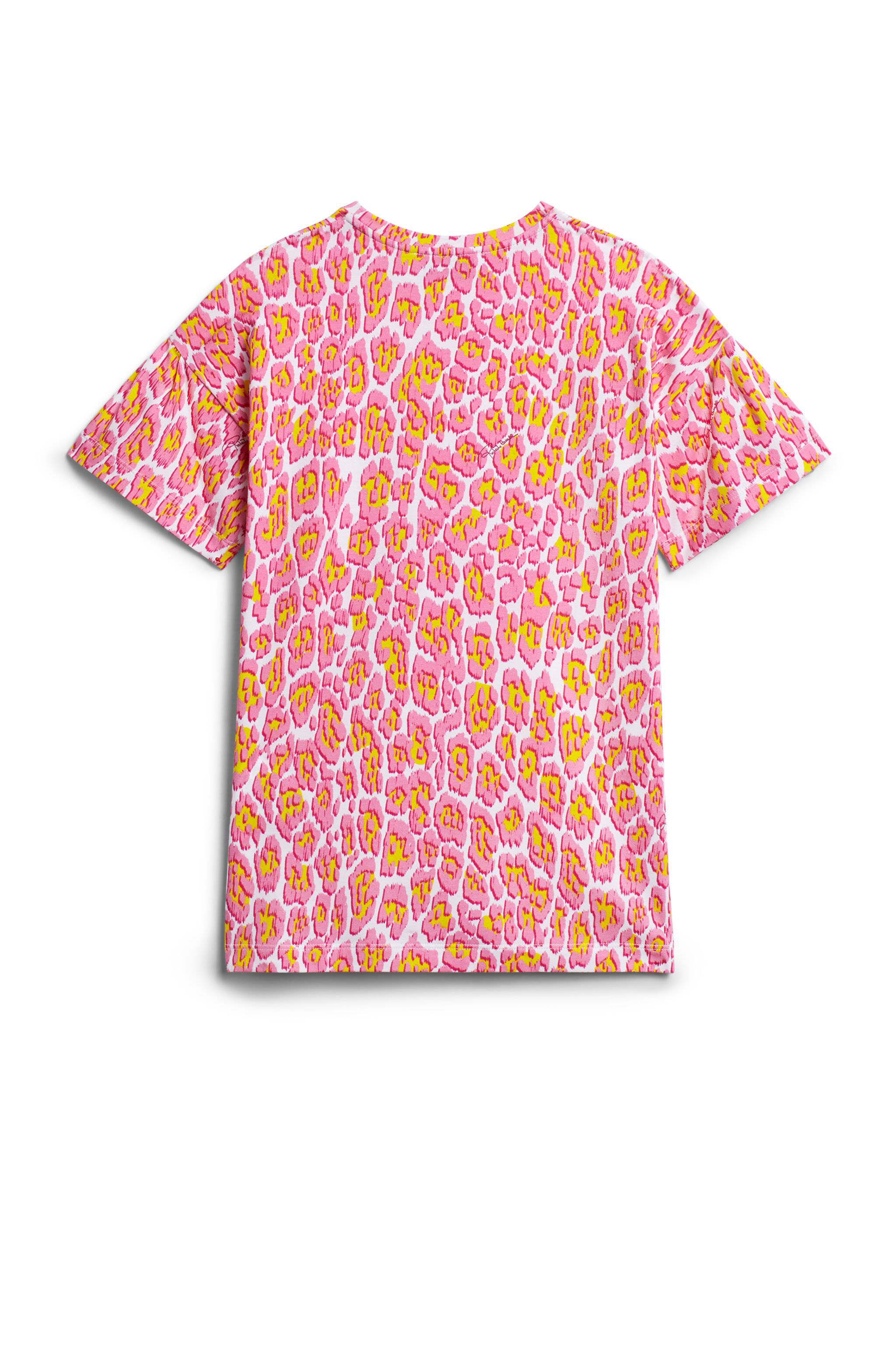 JU Rosa T-Shirt-Kleid mit Animalier-Print PINK/YELLOW IJT141-JFQ82