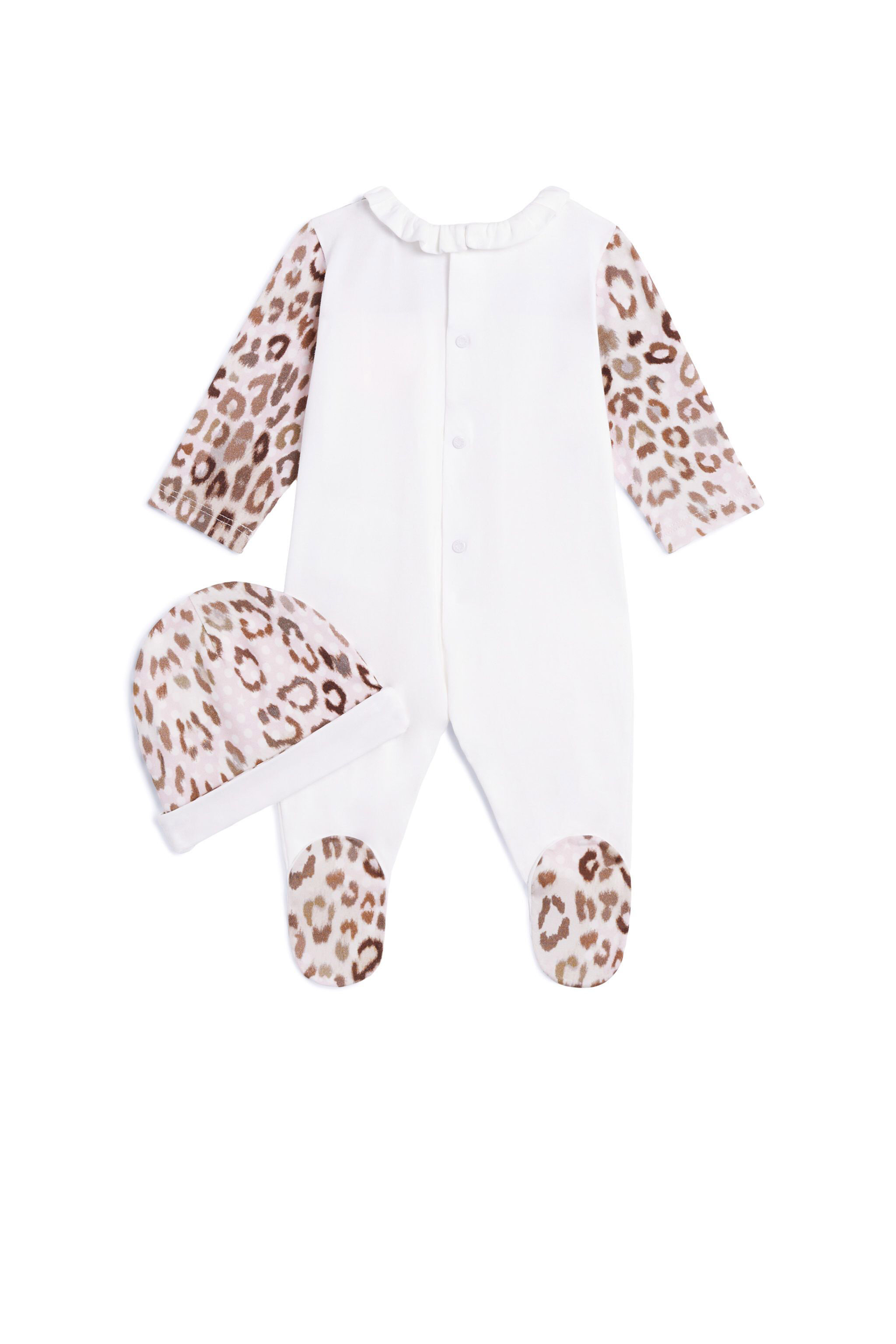 JU Ensemble grenouillère à motif jaguar BABYPINK/BEIGE/BROWN JJT801-JMR82