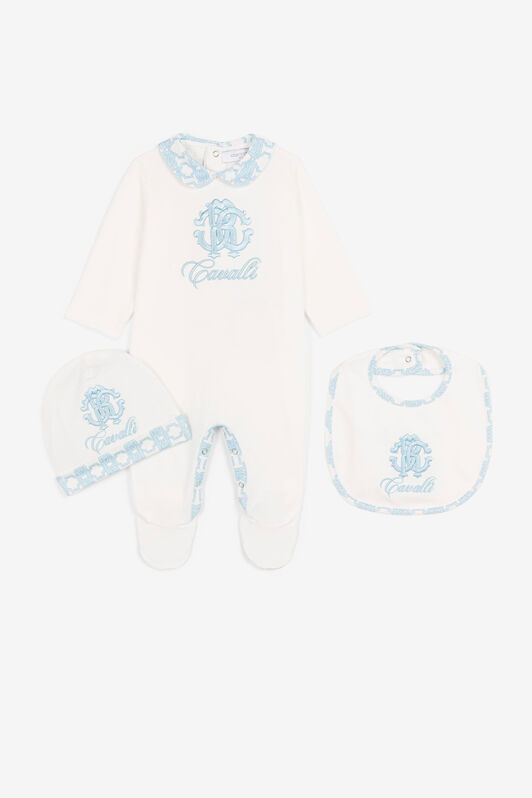 JU Logo embroidered babygrow set JU Logo embroidered babygrow set Baby blue QJT887-JV025