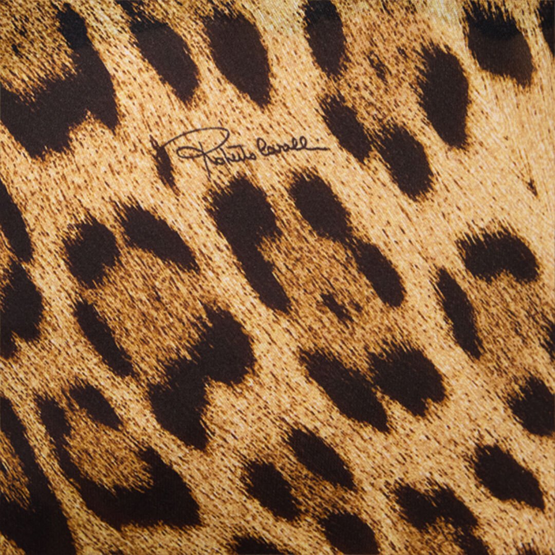 RC Long Silk Dress With Jaguar Skin Print Brown VWT103-HZQ71