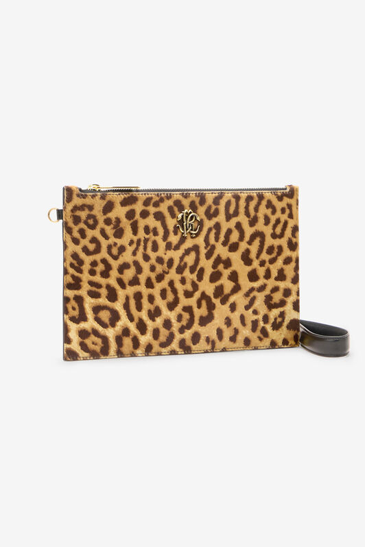RC Flat Pouch in Jaguar Skin Print Brown VKA005-ZV012