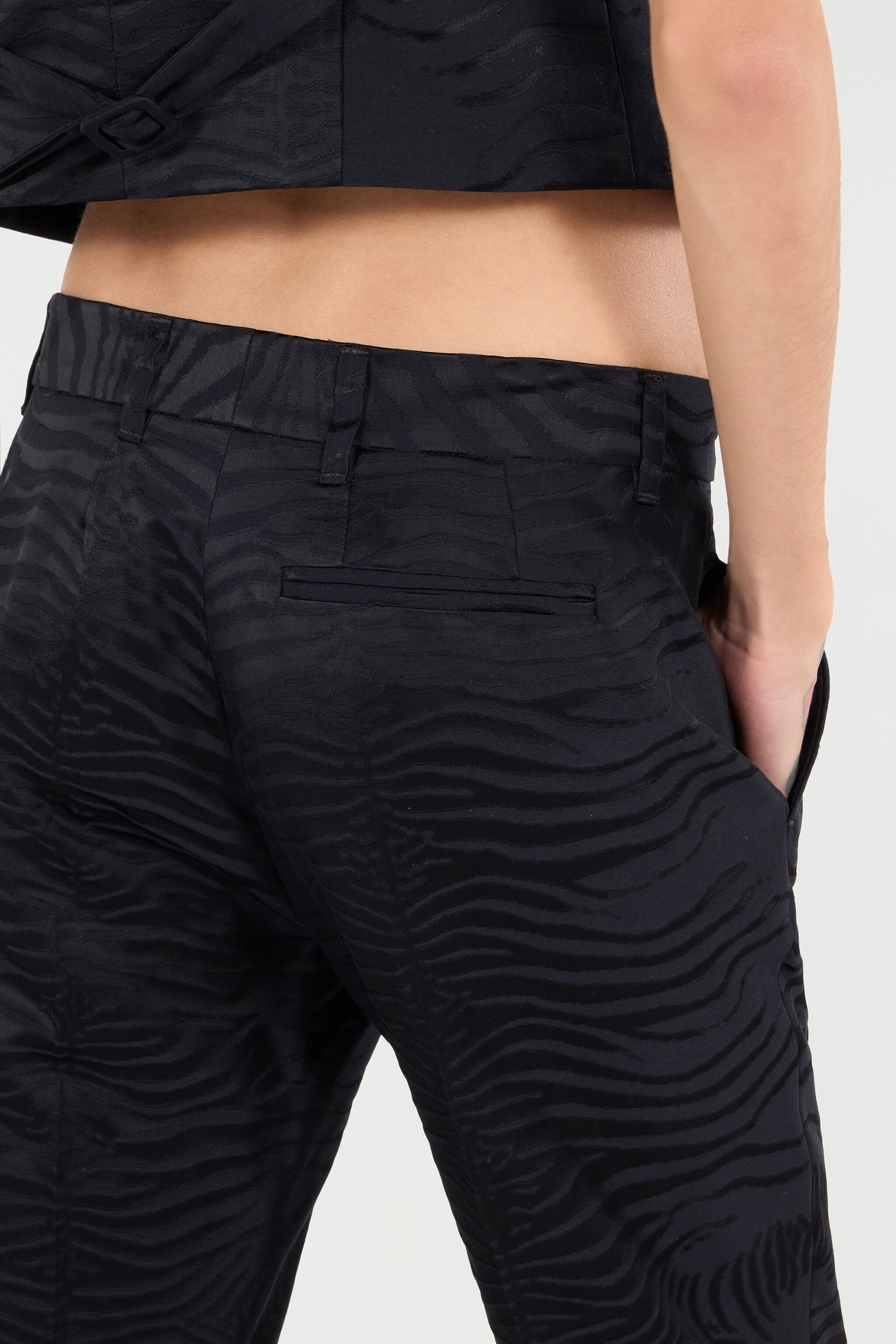 RC Pants With Solid-Color Tiger Skin Pattern Black UKT207-TJ033