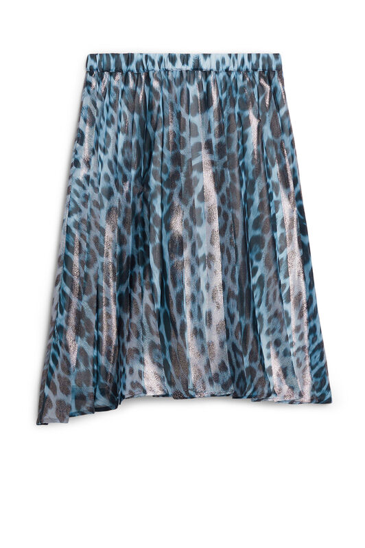 JU Jaguar print pleated foil skirt JU Jaguar print pleated foil skirt LIGHT BLUE/BLACK JJT304-HBS73