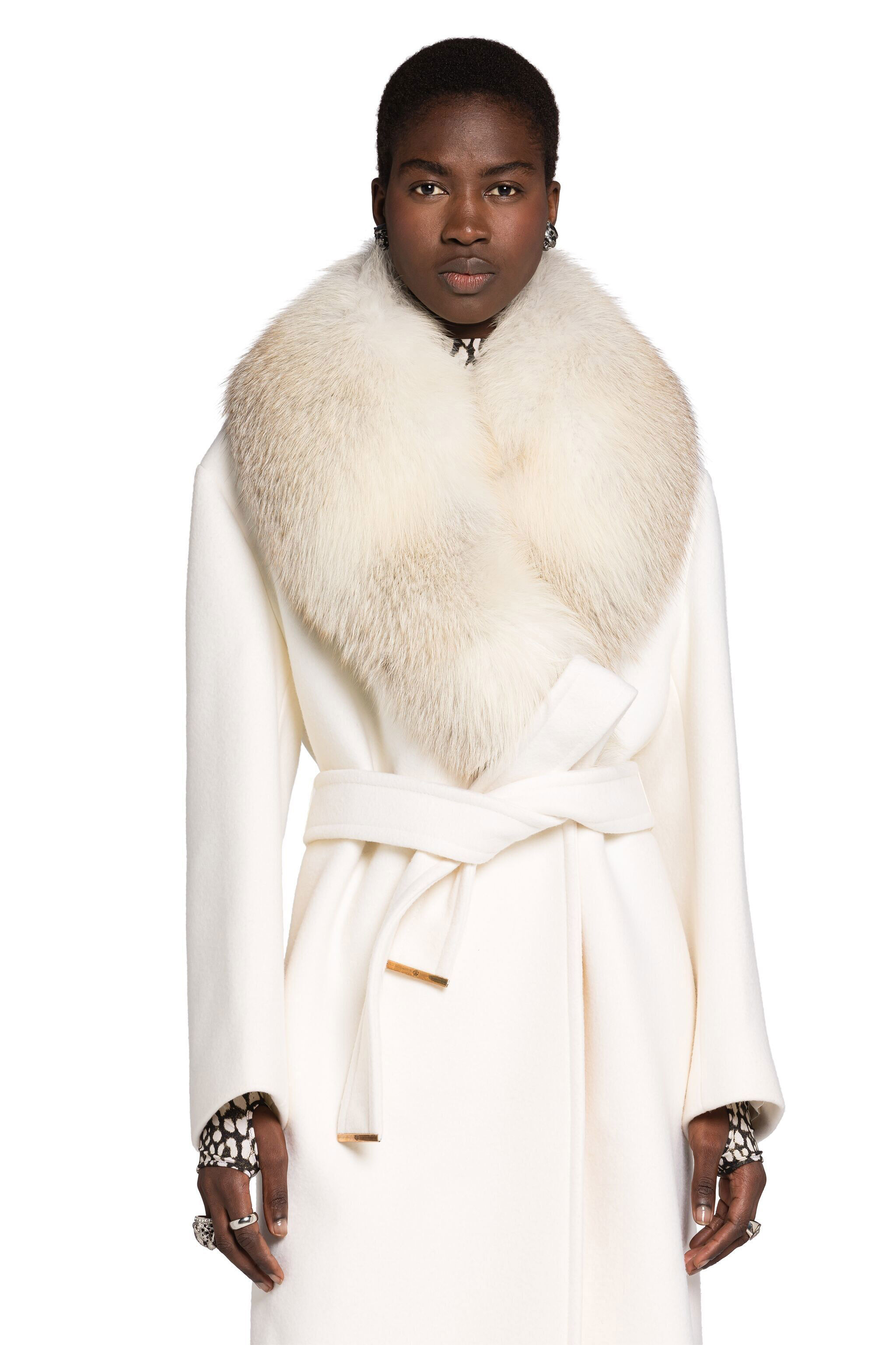 RC Fur-Trimmed Wool Coat WHITE FQQ508-GA061