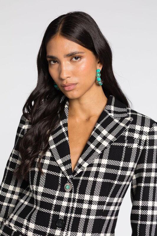 RC Plaid Single-Breasted Coat Black/White RKT504-FY076