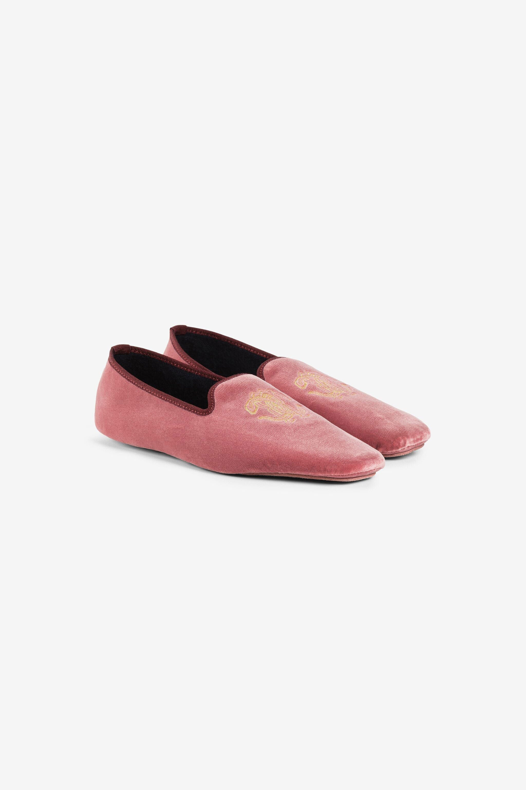 RC Mirror Snake-Embroidered Velvet Slippers ROSA OQS00C-PC325